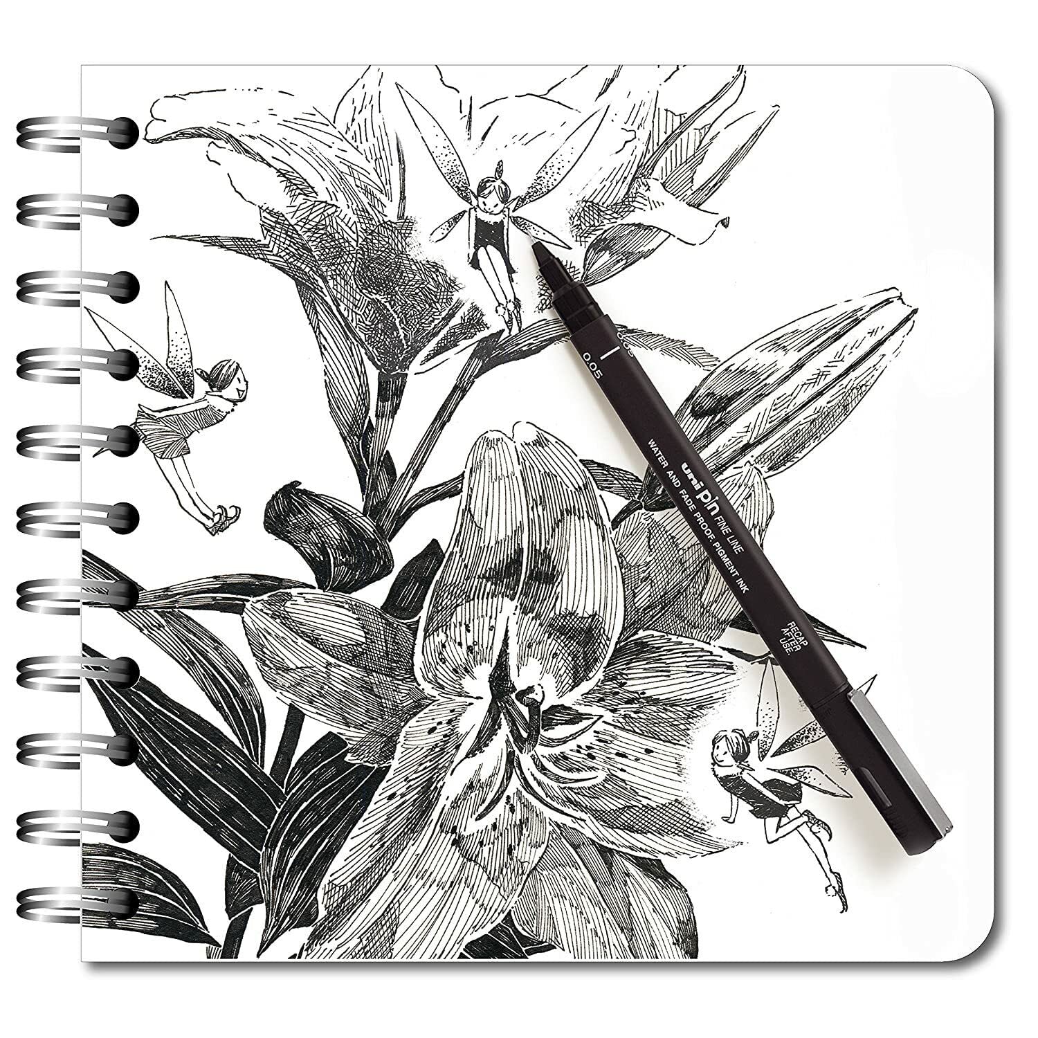 Uni Pin Fineliner Drawing Pen Set - 8 Pieces - 0.1mm/0.5mm - Black, Dark Grey, Light Grey and Sepia