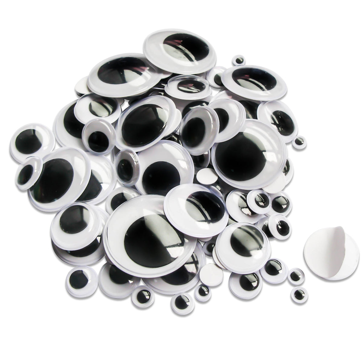 TOAOB 100pcs 6mm to 35mm Wiggle Googly Eyes with Self Adhesive Black White Round Sticky Wobbly Eyes Plastic Craft Eyes for DIY Scrapbooking Crafts