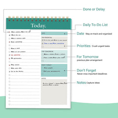 To Do List Pad - Daily Planner Notepad 52 Pages Task Planner, 6.5 inches x 9.8 inches To Do List Notebook with Checklist Productivity Planning Pad Perfect for Work Office Home