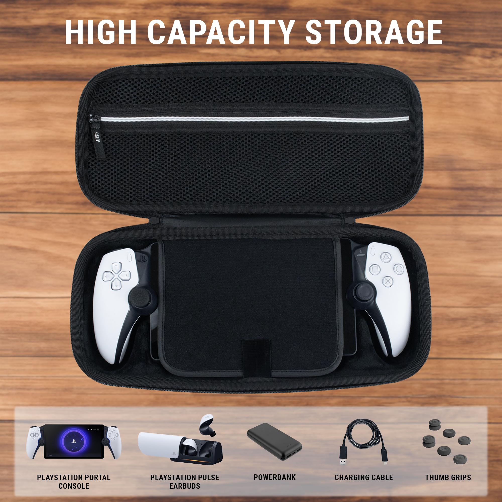 Carry Case designed for Playstation Portal remote player for PS5 Console hold accessories and offers Travel and Storage Protection for headset charger headset & more - WHITE/BLACK - Gift box edition