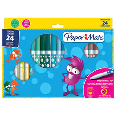 Paper Mate Children's Felt Tip Pens, Colouring Pens, Washable Ink, Assorted Colours, 24 Pieces Felt