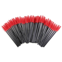 BOULTON Eyelash Brush – 50pcs   Disposable Eyelash Brushes Lash Extension Brushes Mascara Wands   Mascara Wand Eye Brow Brushes Spooly Eyelash Brush   Spoolies Make Up Brushes (Red)