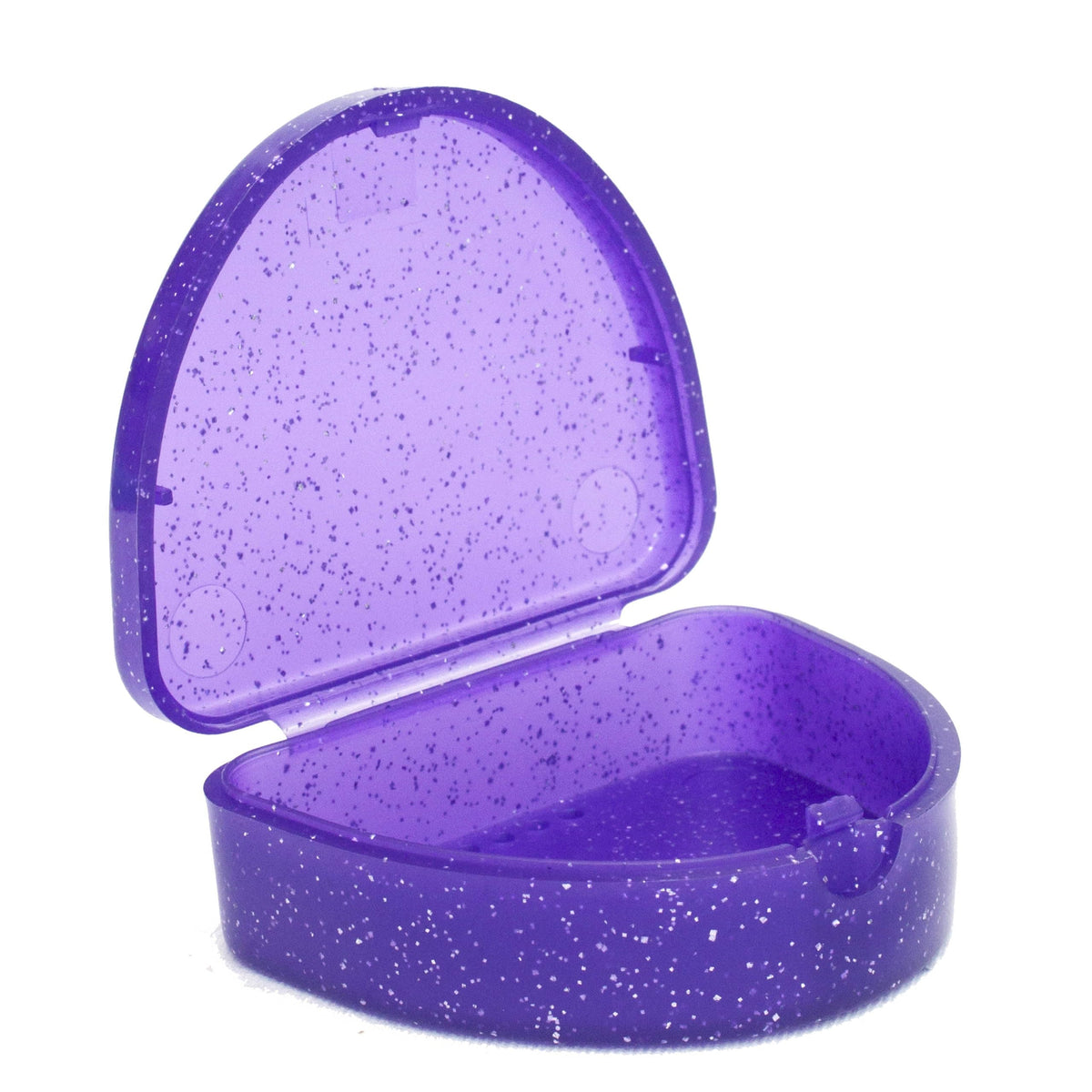 Slim Orthodontic Dental Case - Colour & Glitter Choices for Retainers, Bleaching Trays, Dentures & More (Glitter Purple)