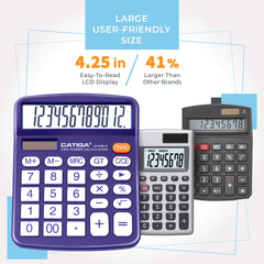 Desktop Calculator 12 Digit with Large LCD Display and Sensitive Button, Solar and Battery Dual Power, Standard Function for Office, Home, School, CD-2786 (Purple)