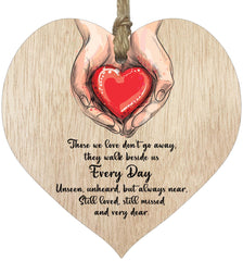 Those We Love Don't Go Away Hanging Wooden Heart Sign Plaque Thoughtful Gifts for Friends - Light Wood Hearts Signs, Friendship Plaques, Love Heart Gifts, Friends Ornament, Mothers Day Mum Present