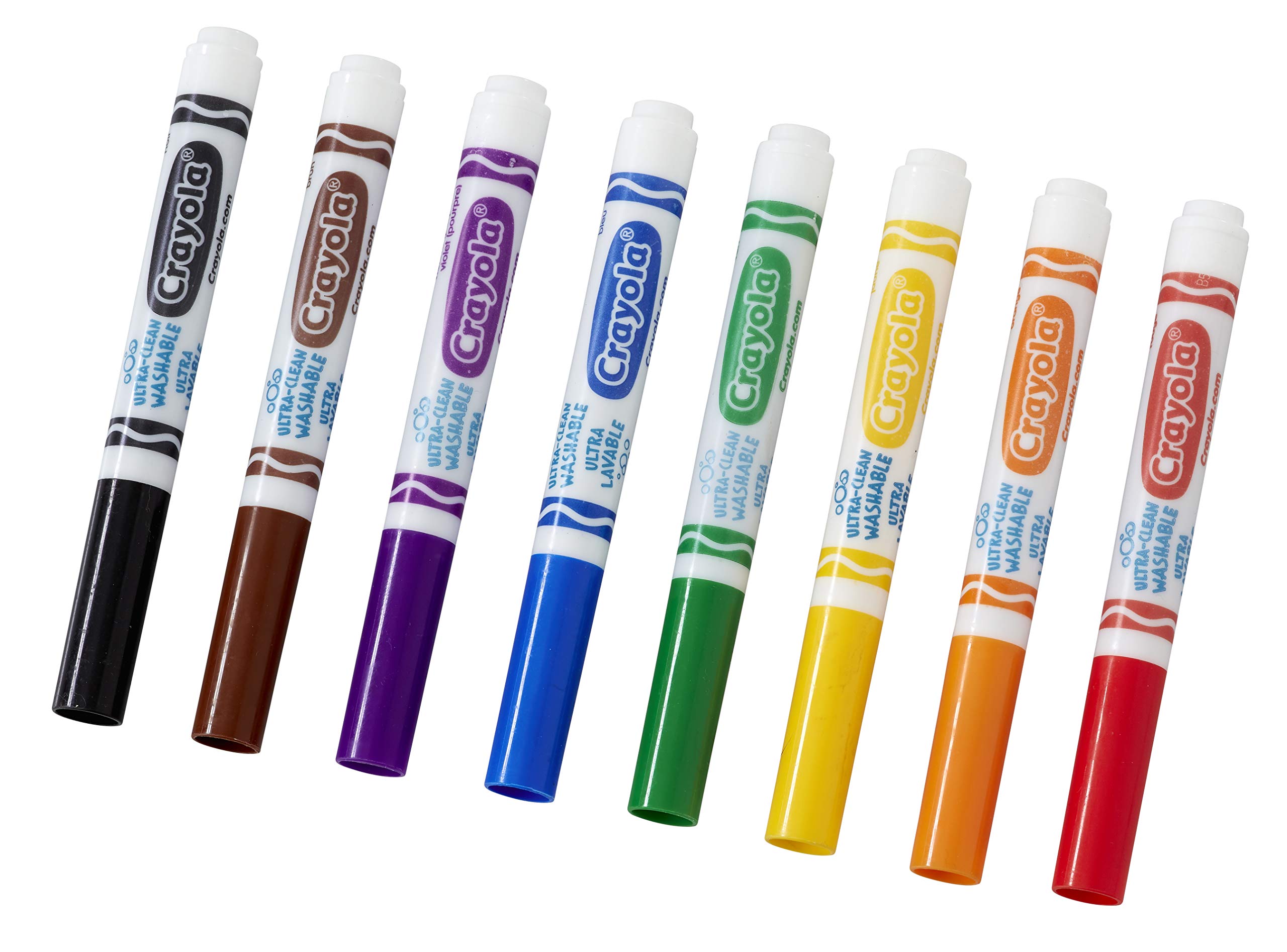 CRAYOLA Ultra-Clean Washable Markers - Assorted Colours (Pack of 8)   Premium Broadline That Can Easily Wash Off Skin, Clothing & Walls Ideal for Kids Aged 3and