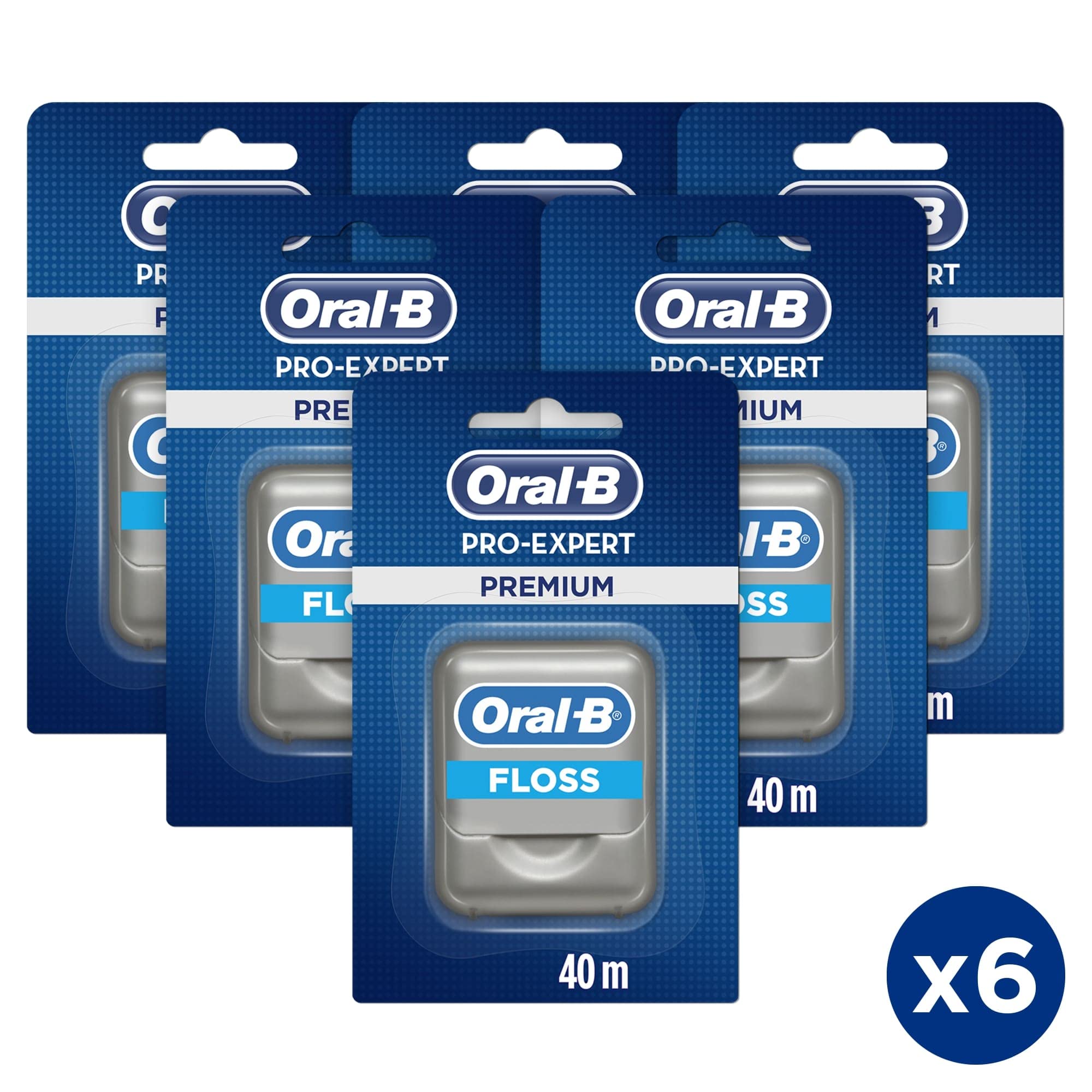 Oral-B Pro-Expert Dental Floss, Premium, 240 m (6 x 40 m), For Sensitive Teeth, Gum Care, Gingivitis Treatment, Cool Mint