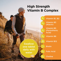 Healthspan High Strength Vitamin B Complex (120 Tablets)   High Levels of All 8 B-Complex Vitamins   Supports Brain & Heart Health   Immune Health   Reduces Tiredness & Fatigue   with Choline   Vegan