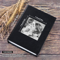 Benjia Small Photo Album 6x4 2 Packs, Each Pack Holds 100 Pockets, Slip In Mini Leather Top Loading Photo Albums Holds Portrait Only 10x15cm Picture Black