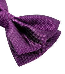 HISDERN Dark Purple Bow Ties Men Pre-tied Bow Tie and Pocket Square Set Formal Solid Color Bowtie and Handkerchief for Wedding Party Banquet