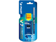 Pilot V7 Cartridge System Liquid Ink Rollerball 0.7 mm tip Single Pen with 3 Refills - Blue