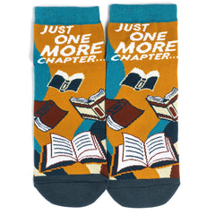 Funny Novelty Ankle Socks For Women - Ultra Comfy Cotton Blend (Gifts For Coffee Lovers, Book Lovers, Plant Lovers and More), Just One More Chapter, One Size