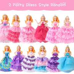 56Pcs Doll Clothes Outfit for Barbie, Doll Accessories Mini Dress Party Dress Bikini Set Tops Pants Handbags Shoes Jewelry Accessories Random Stlye for 11.5 inch Girl Doll