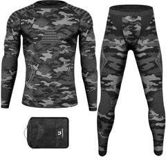 UNIQUEBELLA Mens Thermal Underwear Set Long Sleeve Tops Long Johns Thermal Base Layer Bottom Fleece Lined Quick Drying