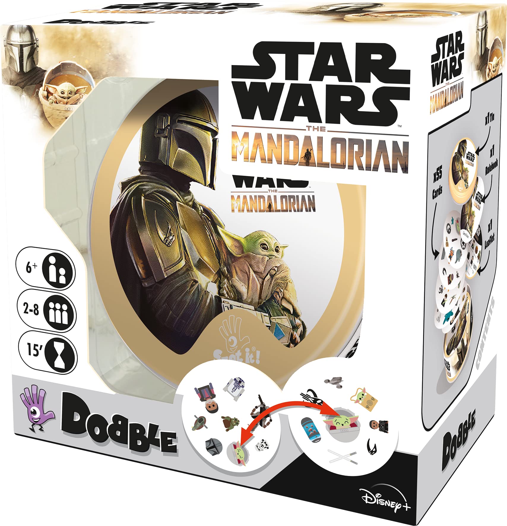 Asmodee   Dobble Star Wars Mandalorian   Card Game   Ages 6and   2-8 Players   15 Minutes Playing Time