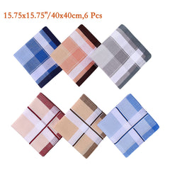 HOULIFE 100% Cotton Men's Stripe Soft Checkered Pattern Handkerchiefs Assorted Pocket Square Hankies 6/9 Pieces 38x38cm/15x15 (40x40cm-6 Pieces)