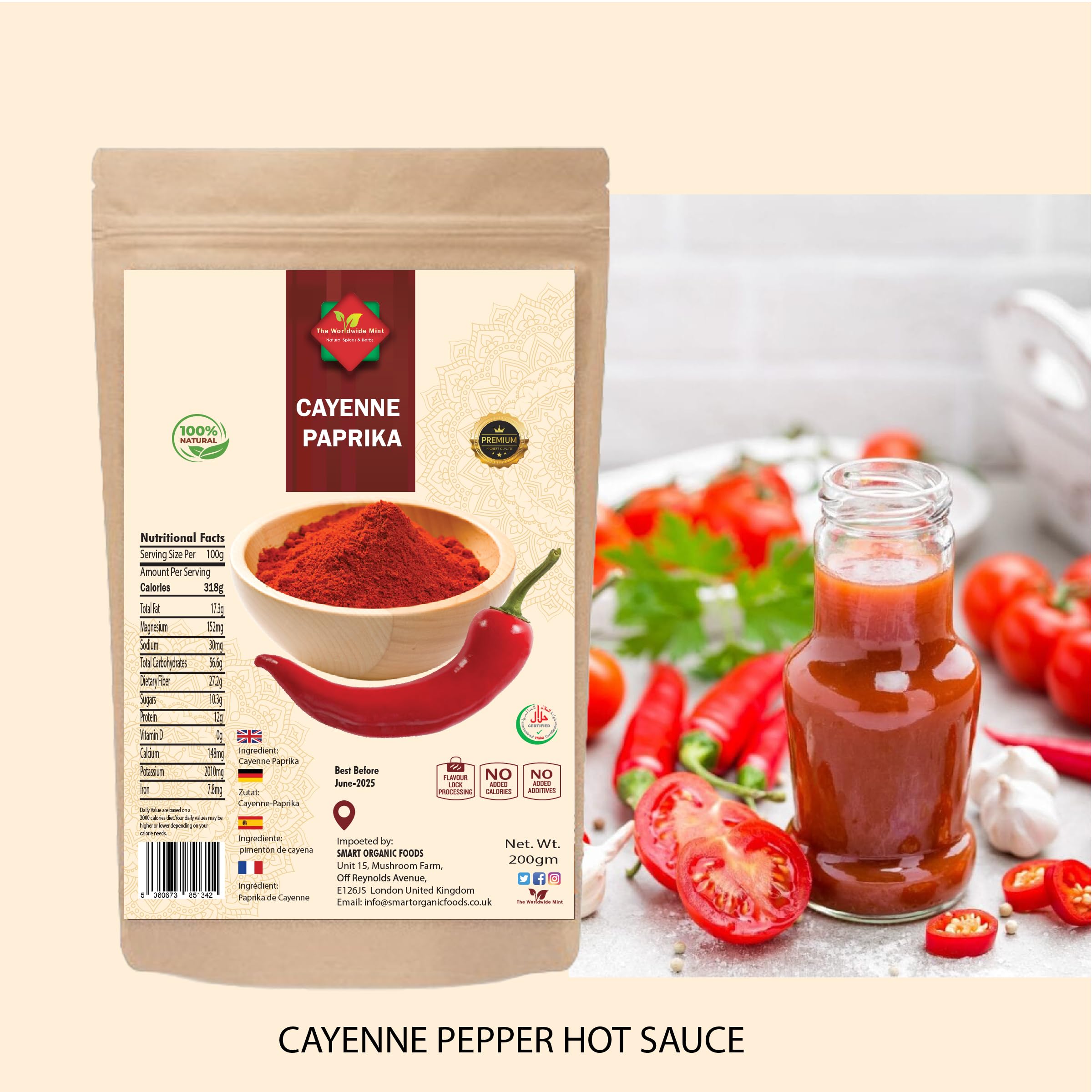 Cayenne Pepper (200g/7.05oz)   Powder Guinea Spice Bird Red  Hot Chilli Premium Quality 100% Natural No Additives Supplied in Zip Sealed Bag