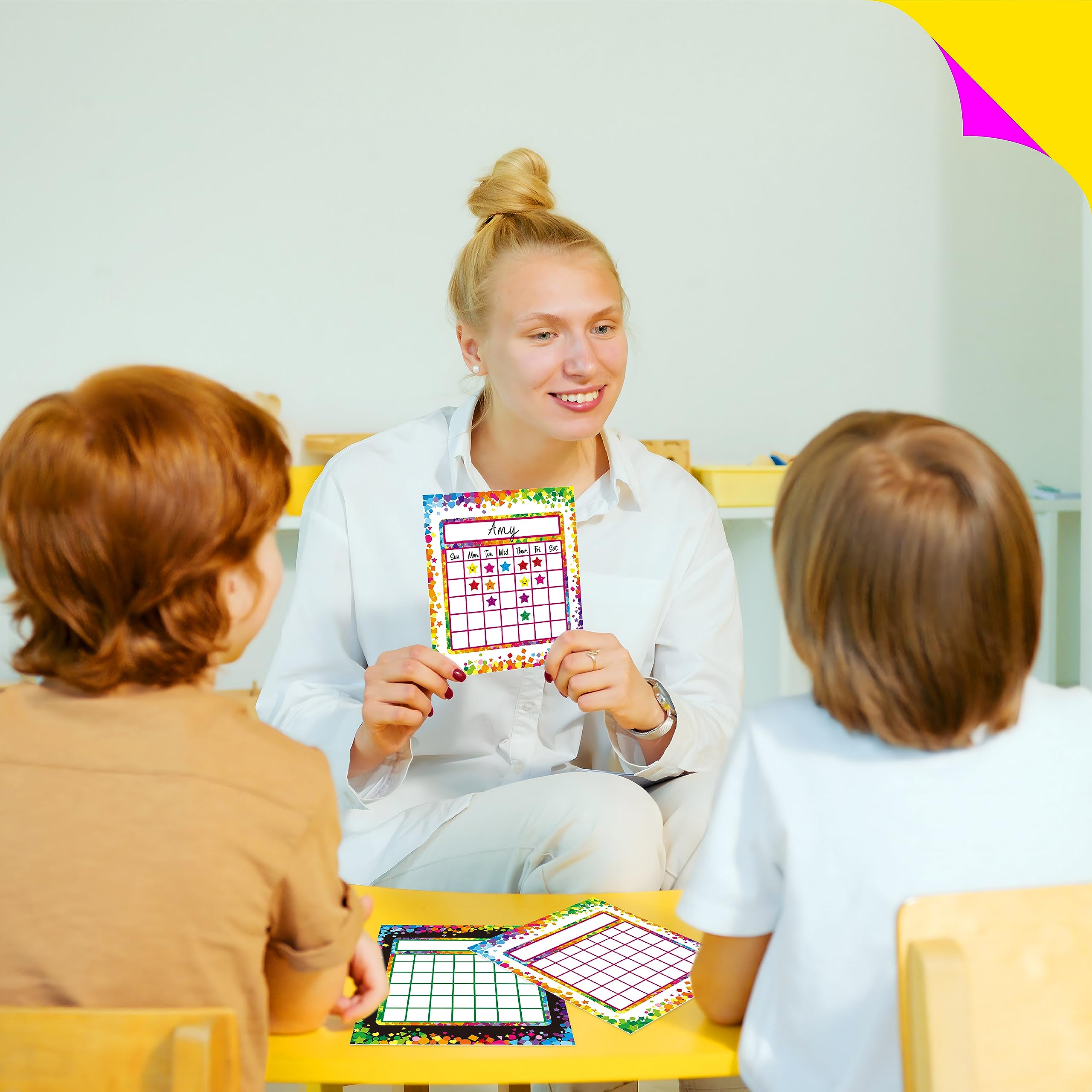 80 PCS Classroom Incentive Chart, 2 Colorful Designs with 2024 Star Stickers for Classroom Student Teacher Family Using Positive Behavior Chore Rewards (Confetti Theme)