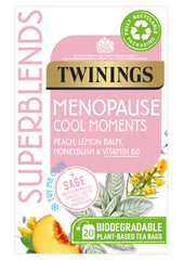 Twinings Superblends Menopause Cool Moments Peach Herbal Tea infusion with Lemon Balm, Honey Blush & Vitamin B6, 20 Biodegradable Bags