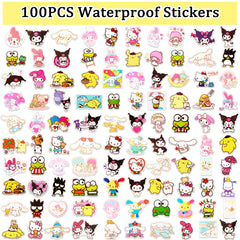 100pcs Sanri Stickers, Stickers for Party Bags Waterproof Vinyl Kawaii Stickers for Kids Girls, Cartoon Stickers for Water Bottles Laptop Luggage Scrapbook Guitar