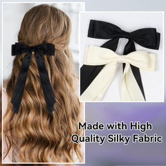 2 Pack Bow Hair Clips, BlackHair Bows for Girls and Women, Hair Barrette Hair Ribbon Bow Clips