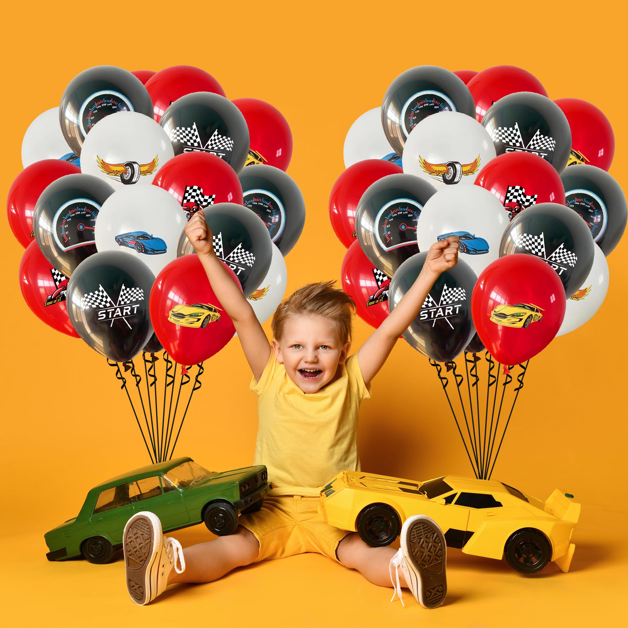 Racing Car Birthday Decorations Balloons - 42pieces Race Car Birthday Latex Balloons for Kids Racing Themed Birthday Party Decoration Supplies