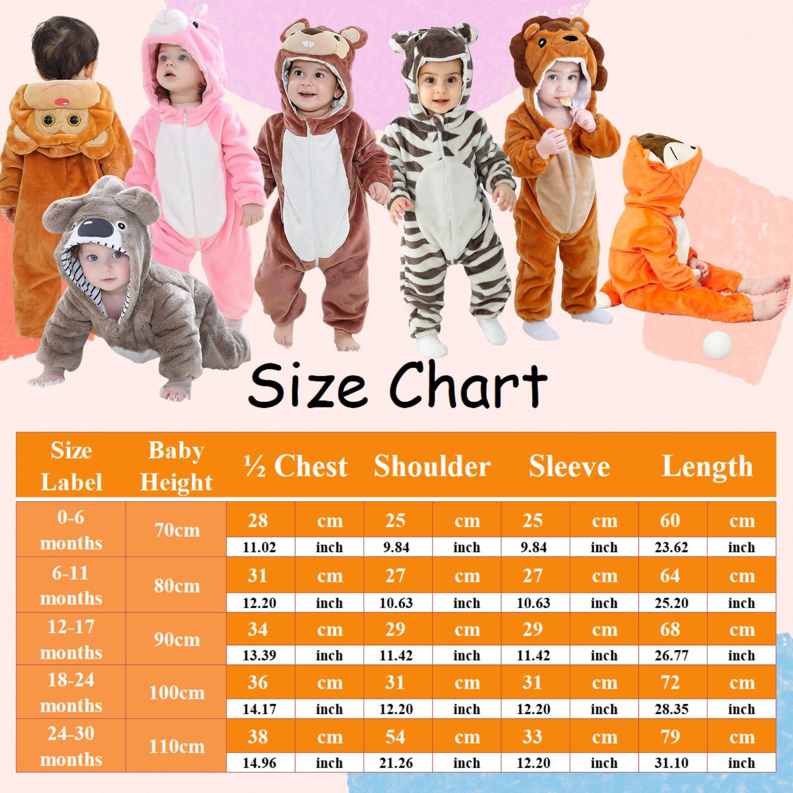 maxToonrain Baby Fox Costume Romper Toddler Boys & Girls Role-Playing Outfit with Zipper Hooded Flannel Fox Onesie Pajamas (6-11 Months)