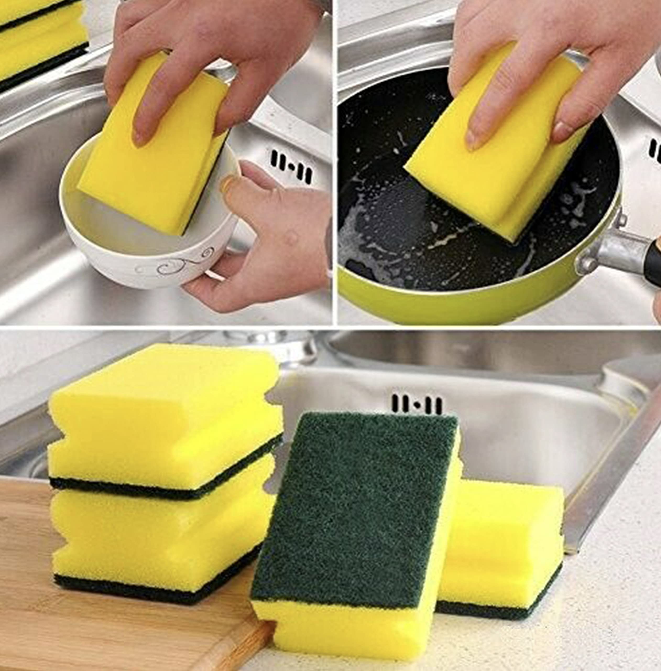 HOMESmith Heavy Duty Scrub Sponge, Dual-Sided Dish-washing & Cleaning Sponge for Kitchen, Bathroom and Home Cleaning (Pack of 8)