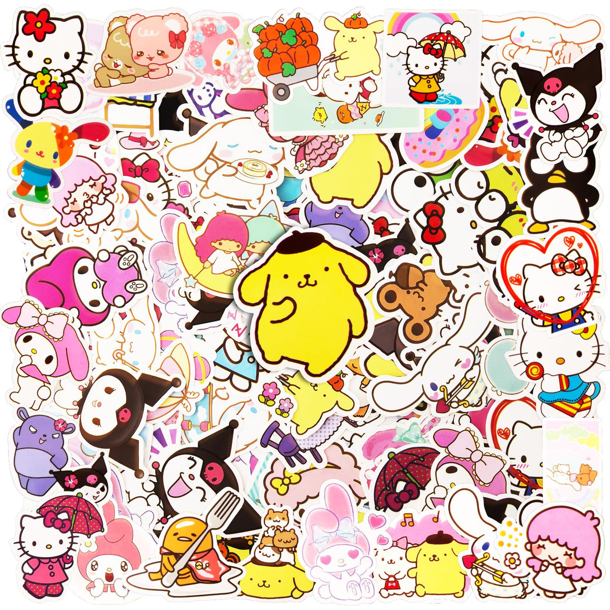 100PCS Vinyl Stickers for Kids, Kawaii Kurromi Stickers Waterproof Stickers, Non-Repeating Guitar Laptop Suitcase Stickers, Best Anime Sticker for Fans, Kids, Teens