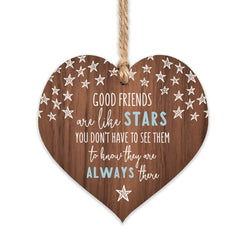 Good friends are like stars hanging heart   best friends wooden hanging heart   sentimental inspirational gift for cheer up women   friendship present uk   her girls woman