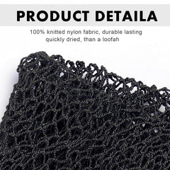 JASSINS African Net Long Bath Net Sponge, Bathing Body Exfoliating Shower Body Back Scrubber Skin Smoother,Stretch Length to 66 INCH (Black)