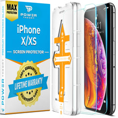 Power Theory Screen Protector for iPhone X/iPhone Xs [2-Pack] with Easy Install Kit [Premium Tempered Glass]