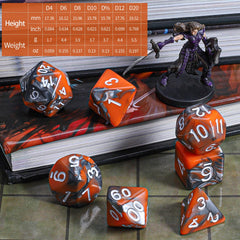 QMAY DND Dice Polyhedral Dice Set - 7 Pieces for Dungeon and Dragons MTG RPG D&D D20, D12, D10, D%, D8, D6, D4 (Orange and Silver)