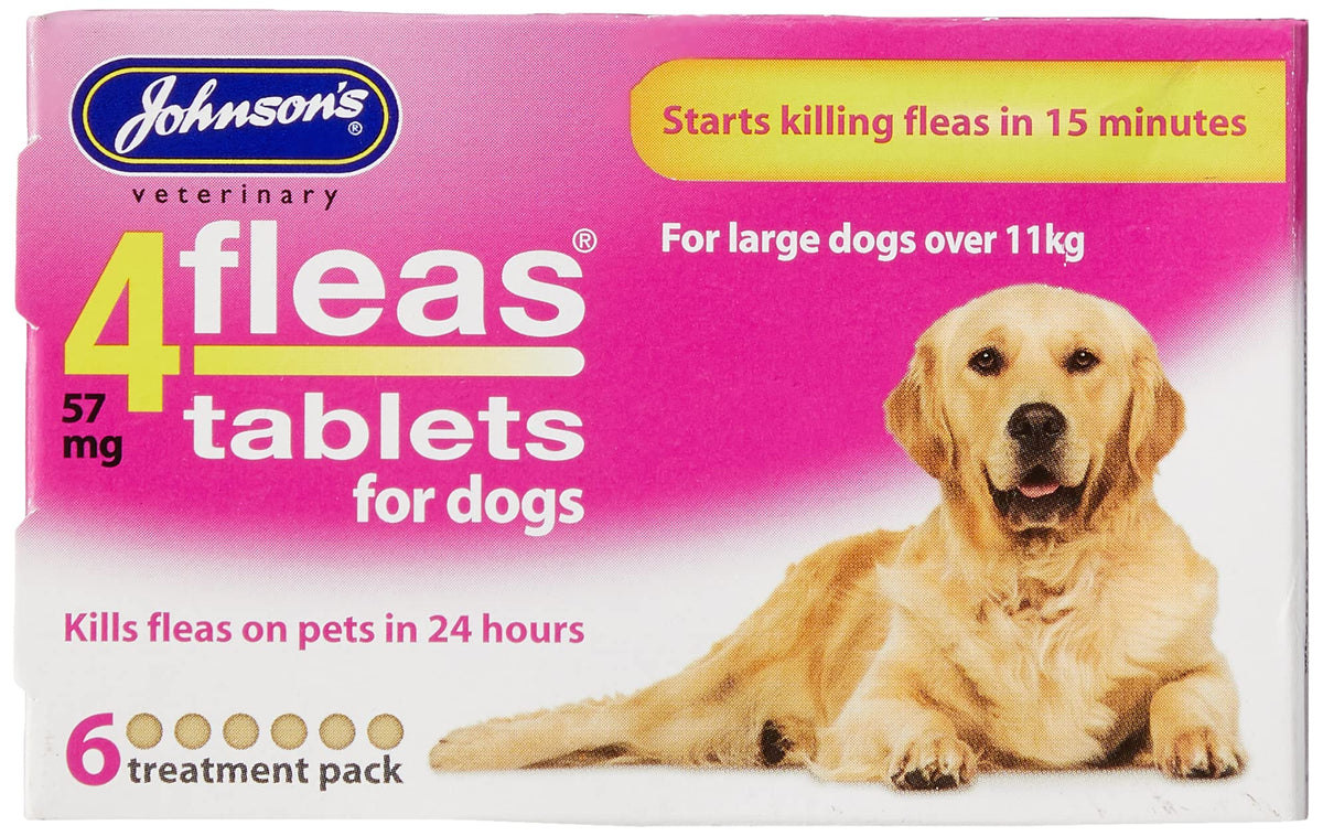 Johnsons Veterinary Products 4Fleas Dog Tablets, Large, 57 mg, 6 Tablets