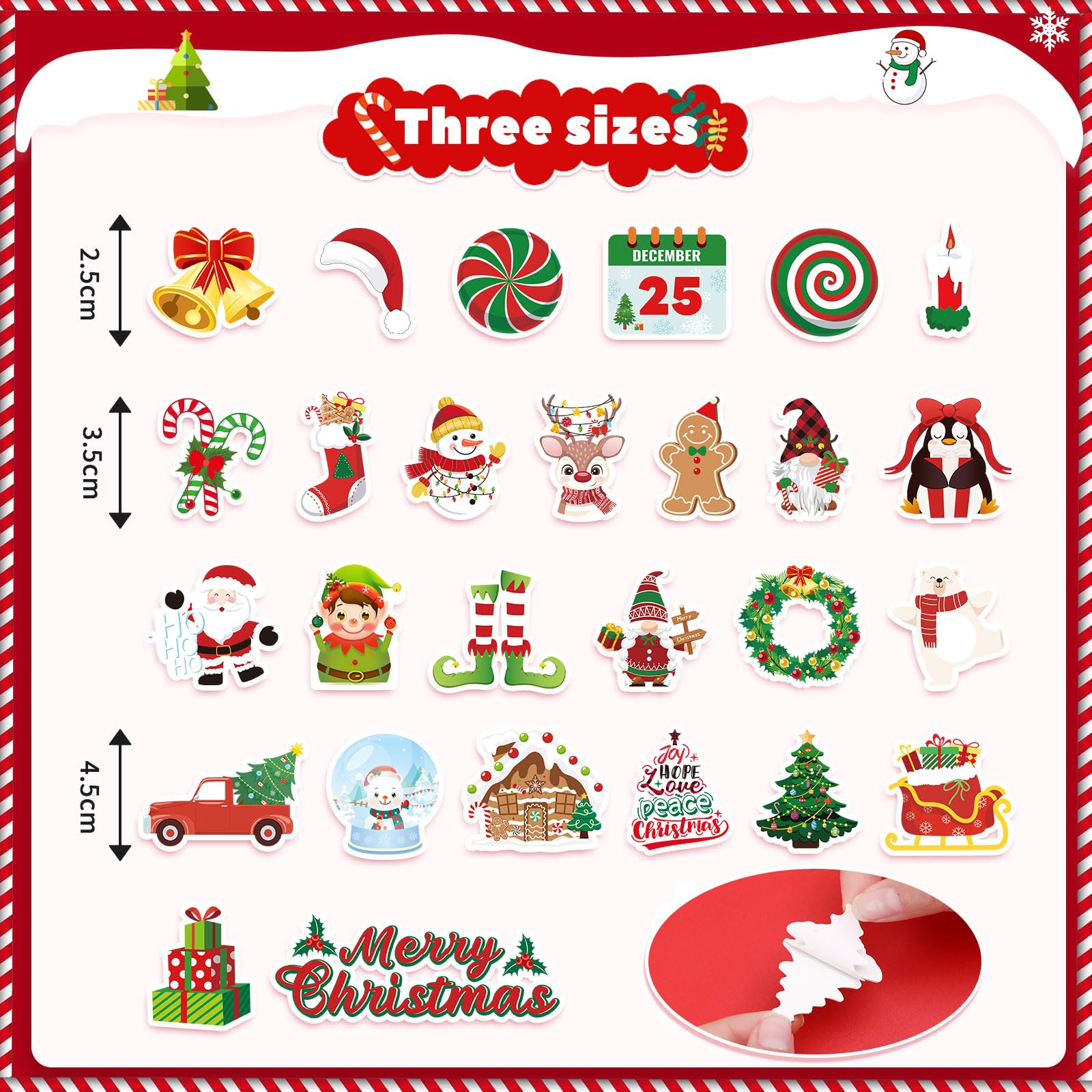 JULBEAR Christmas Foam Sticker, 300Pcs Winter Bulk Colorful Printing Self-Adhesive Campus Themed Foam Stickers for Kids Christmas Party Favors DIY Crafts Holiday Classroom Decorations