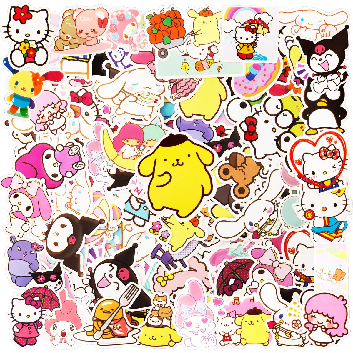 100pcs Sanri Stickers, Stickers for Party Bags Waterproof Vinyl Kawaii Stickers for Kids Girls, Cartoon Stickers for Water Bottles Laptop Luggage Scrapbook Guitar