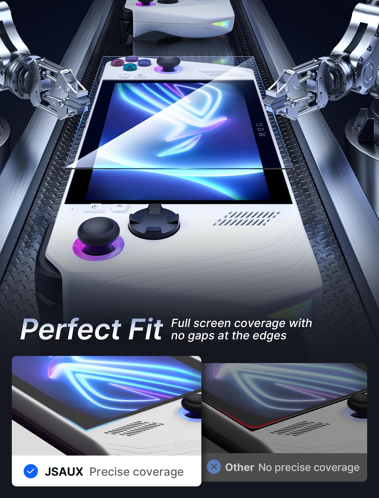 JSAUX ROG Ally Screen Protector 2-Pack, Ultra HD Glass Protector 9H Hardness Tempered Glass Protector Easy to Install with Guiding Frame, 7 inch Anti-Scratch Screen Protector for ASUS ROG Ally