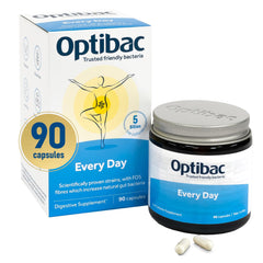 Optibac Probiotics Every Day - Digestive Probiotic Supplement with 5 Billion Bacterial Cultures & FOS Fibres - 90 Capsules