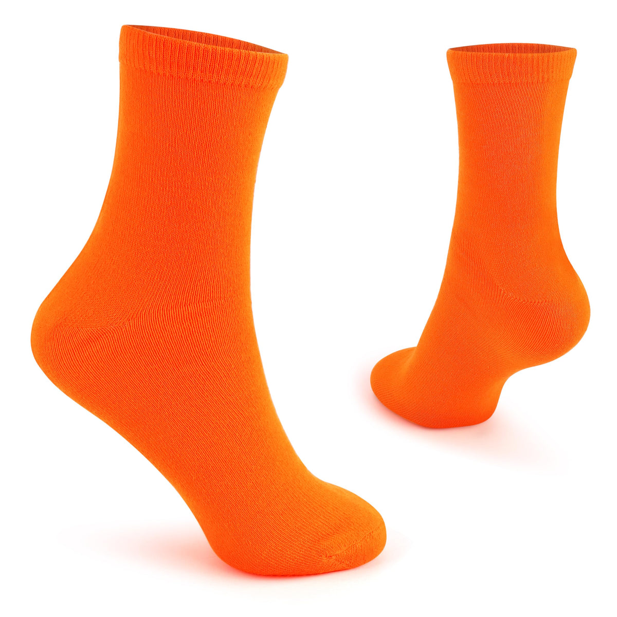 The Glowhouse Casual Dress Socks for Men, Bright Neon Solid Colour, Comfortable Crew Socks, Rock n Roll Fancy Dress, Ideal Gifts for Men (Orange)