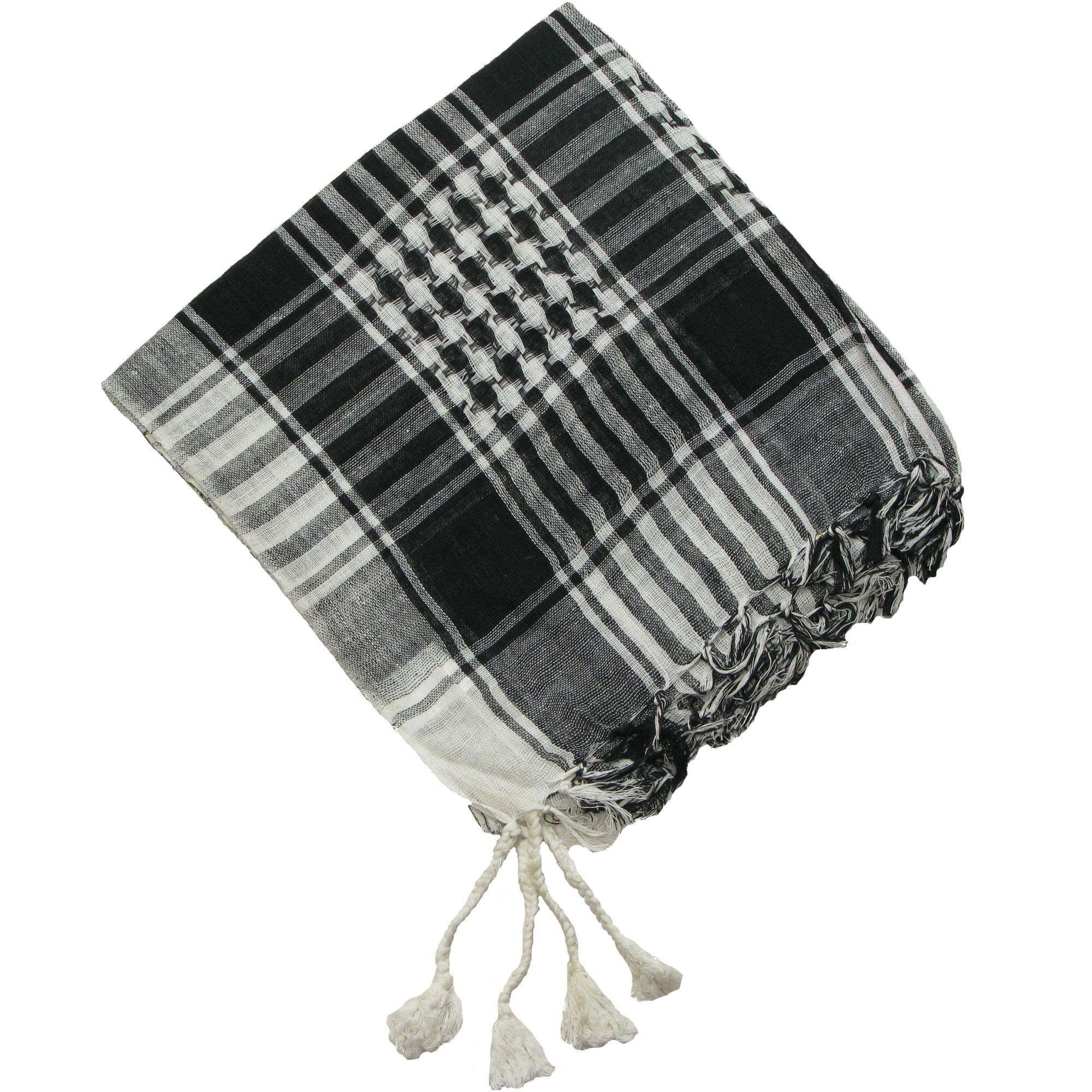 LOVARZI Shemagh Scarf for Men and Women - Black and White desert bandana arab head scarf men - Neck Scarfs Face Covering - Keffiyeh Palestine Scarves - Palestinian square cotton