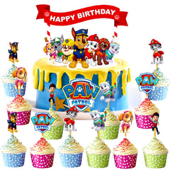 YOOYEH 15 PCS Party Cake Toppers, Birthday Party Supplies Decorations for Boys Girls Superhero Decorations (Dog)