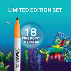 Sharpie Permanent Marker Set   Limited Edition Colour Assortment   Fine Point   18 Count Marker Pens   Back to School Set