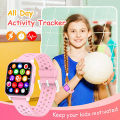 SOPPY Fitness Tracker Watch for Kids, Activity Tracker, Smart Watch with Games, Pedometer, Heart Rate & Sleep Monitor, Stopwatch, IP68 Waterproof Sport Watch, Great Gifts for Boys Girls Teens - Pink