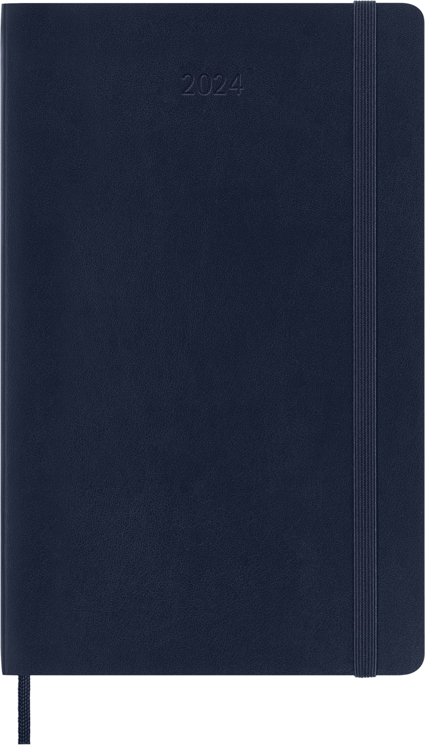 Moleskine Daily Agenda 12 Months 2024, Agenda 2024, Size Large 13x21, Soft Cover and Elastic Closure, Colour Sapphire Blue