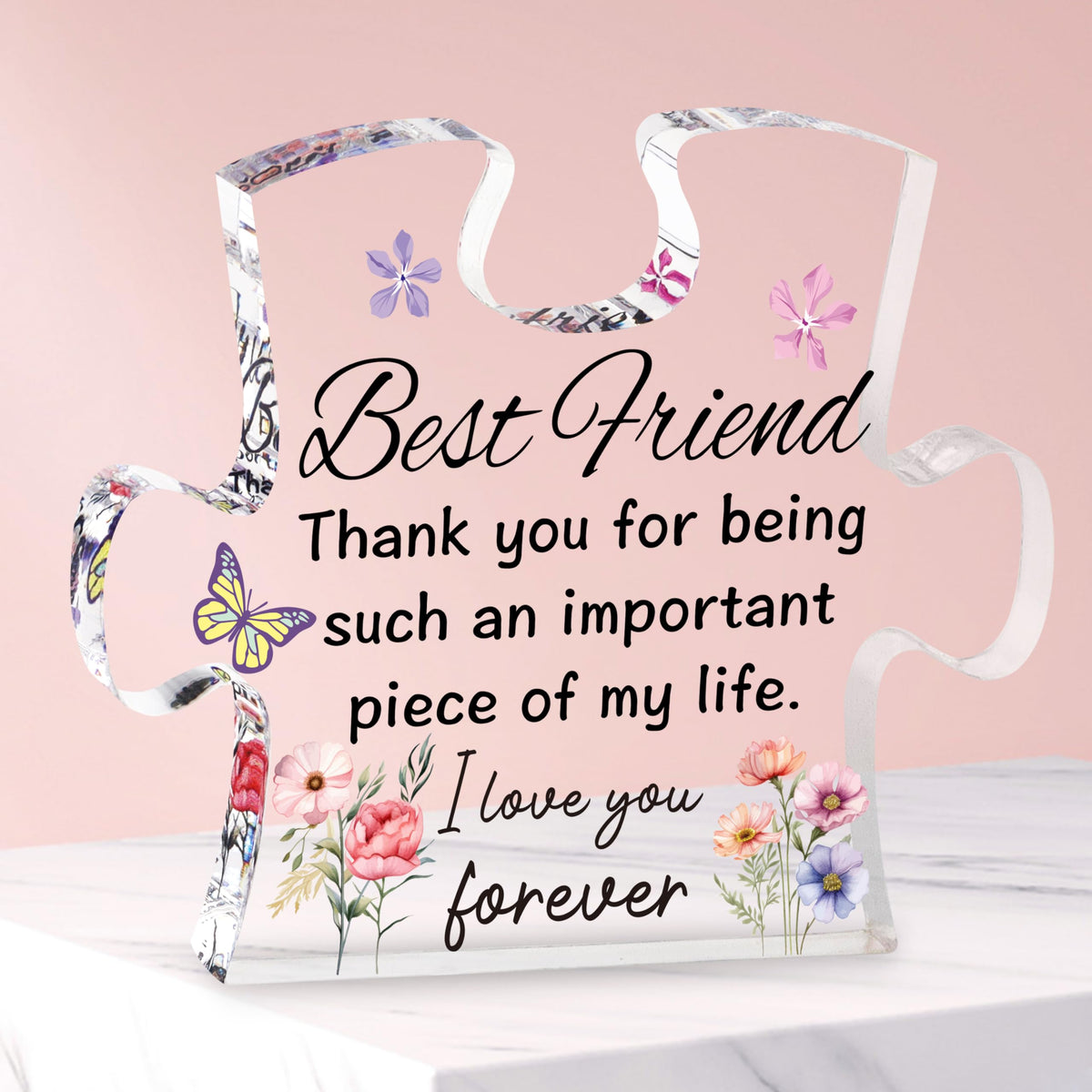 Merclix Best Friends Puzzle-Shaped Acrylic Plaque for Women Birthday Friendship Gifts for Women Christmas Bestie Gifts for Women Gifts for Friends Women Best Friends Birthday Gifts