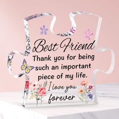 Merclix Best Friends Puzzle-Shaped Acrylic Plaque for Women Birthday Friendship Gifts for Women Christmas Bestie Gifts for Women Gifts for Friends Women Best Friends Birthday Gifts