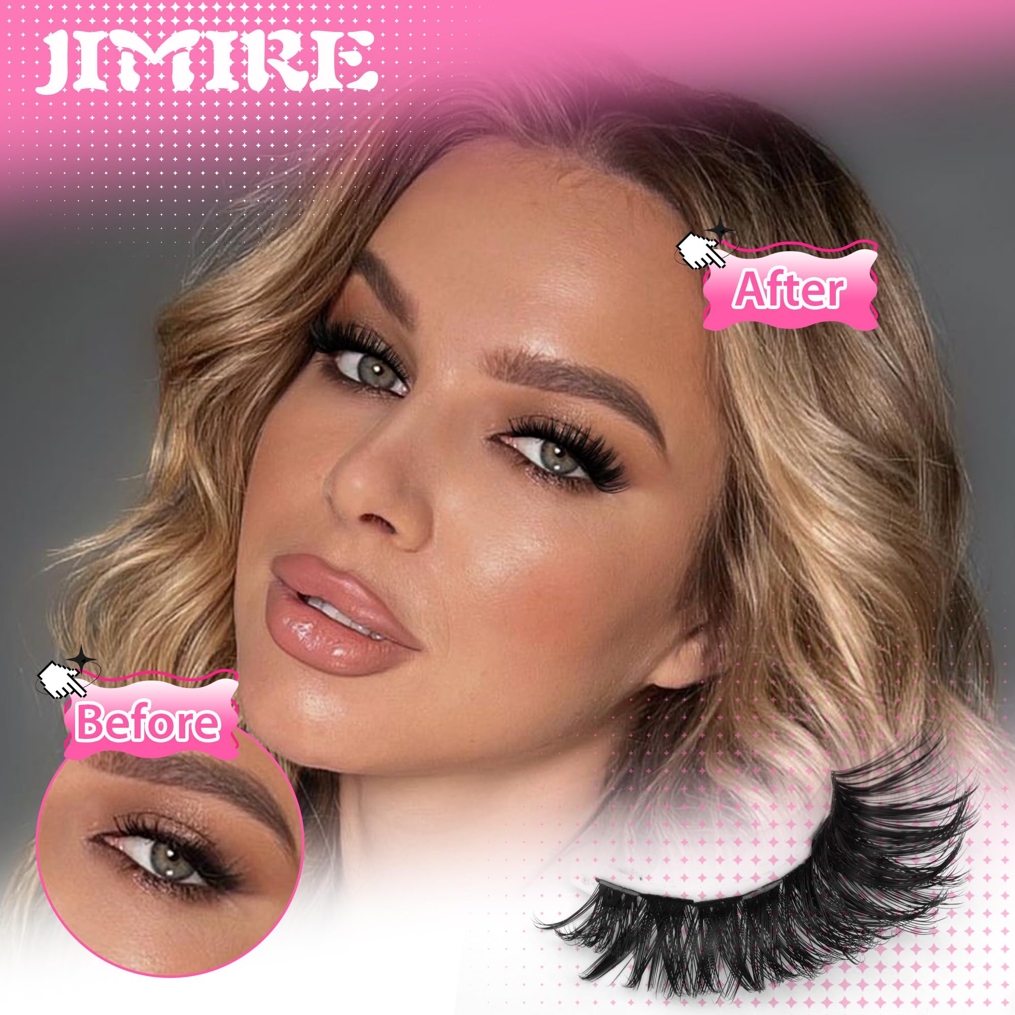 Fluffy Cluster Lashes D Curl 200D Volume Individual Eyelashes Natural Mink Individual Lashes Russian Eyelashes Individual Cluster 10-12-14-16-18MM 180Pcs Lash Clusters by JIMIRE