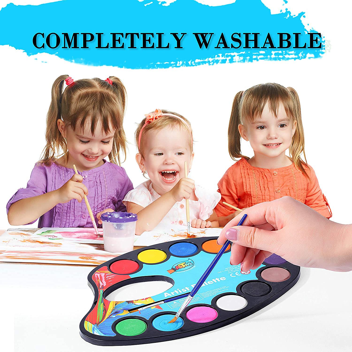 ARTOYS Watercolour Paint Set, Paint Blocks for Children,12 Colors Watercolor Block Perfect for Kids, Art Supplies for Beginners