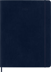 Moleskine Weekly Agenda with Space for Notes 12 Months 2024, Agenda 2024, Size XL 19x25, Soft Cover and Elastic Closure, Colour Sapphire Blue