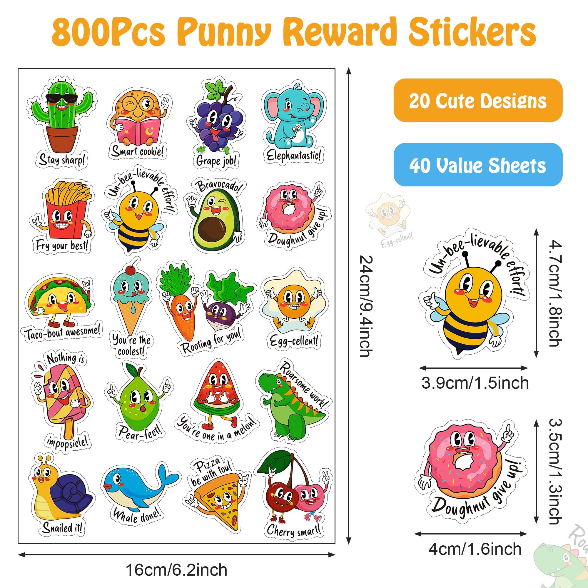 800PCS Punny Teacher Sticker for Student, D-FantiX Motivational Reward Stickers for Kids Classroom, Must Have Essentials for Teachers Elementary, Positive Encouragement Stickers Home School Supplies